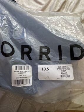 torrid Black Block Heel Stretch Knee Boot - Size 10.5